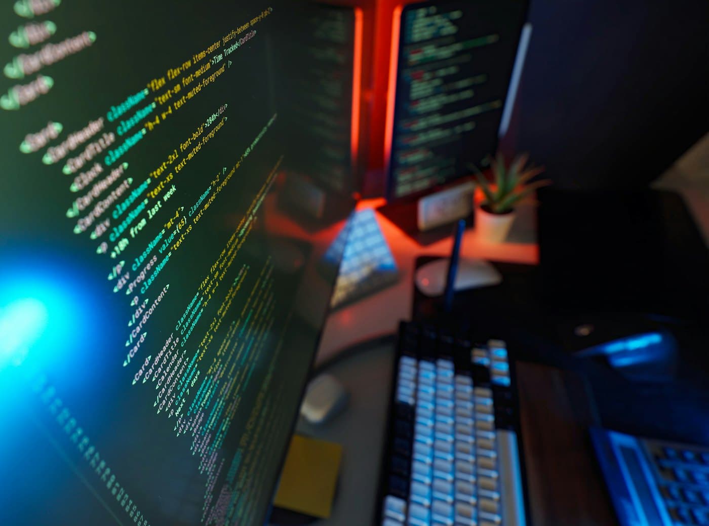 Code on computer monitors